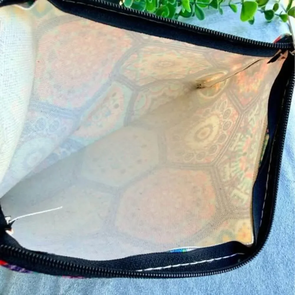 Colorful Boho Mandala Mosaic Zipper Pouch Cosmetic Bag Floral Travel Organizer
